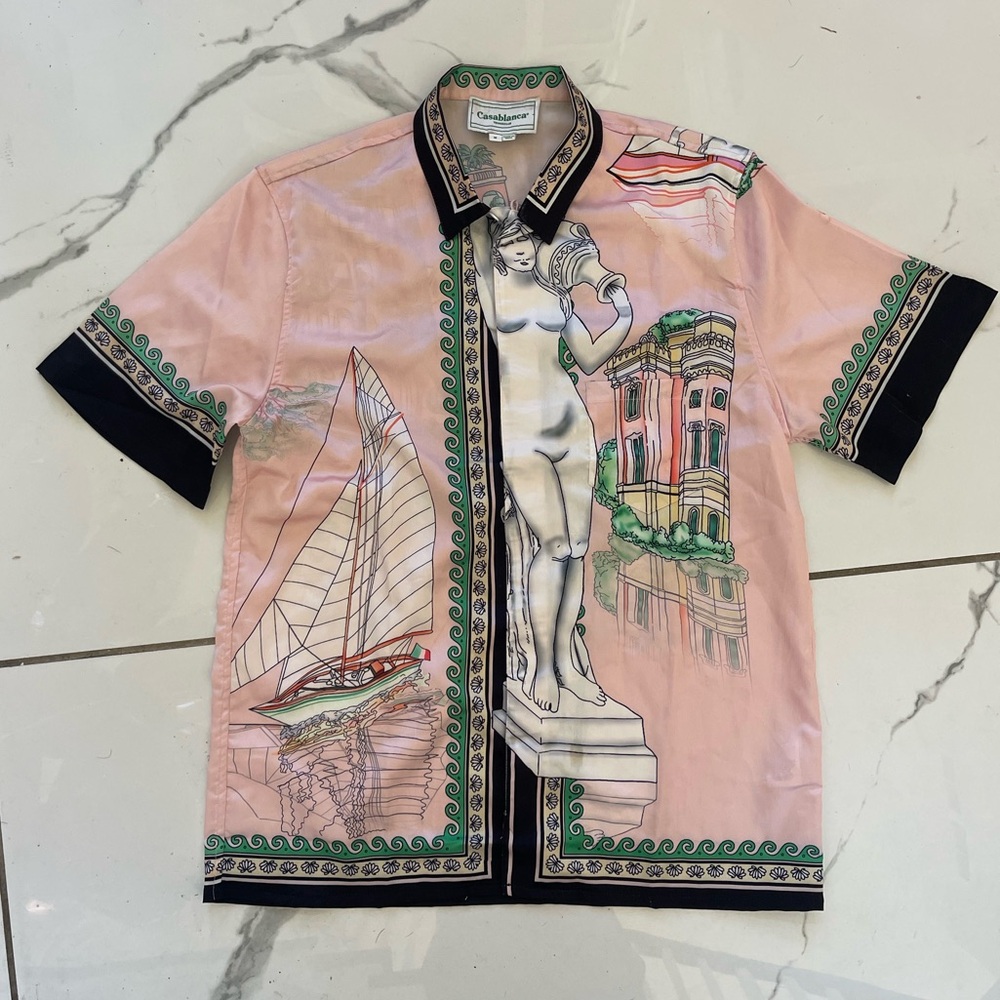 Casablanca Silk Lago De Casa Shirt Size M